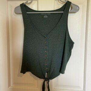 Army Green Tie-Front Tank